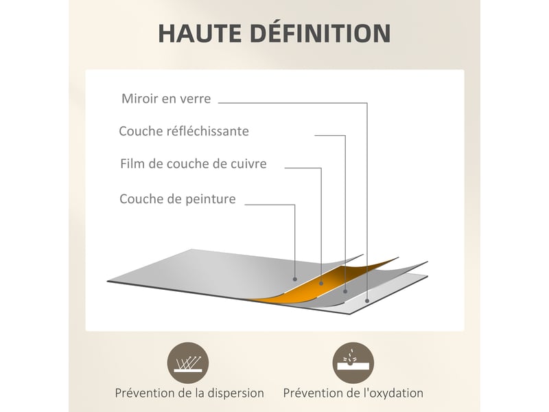  Miroir mural arc 30 x 120 cm, grand miroir décoratif avec cadre métallique, pour salon, chambre, couloir, ton doré  - Conforama R