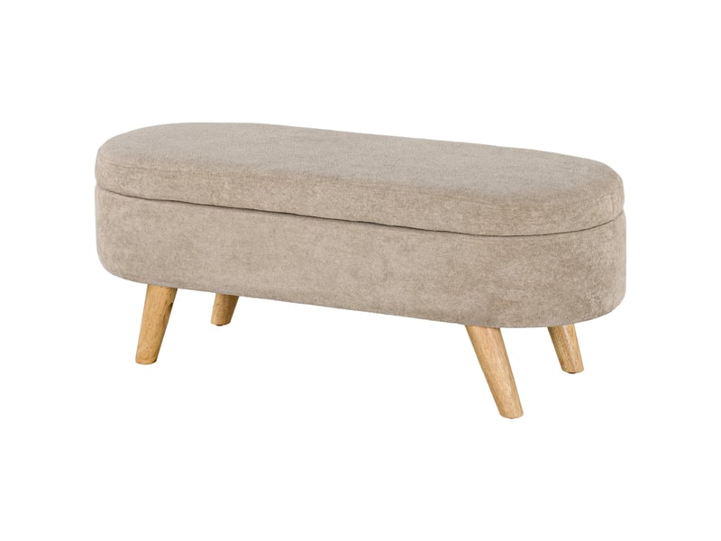  Banc de chevet rembourré avec espace de rangement rétractable, en bois et polyester, 110 x 40 x 43 cm, beige  - Conforama B