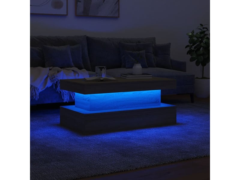  Table basse | table d'appoint salon avec lumières led chêne sonoma 90x50x40 cm shl9050  - Conforama E