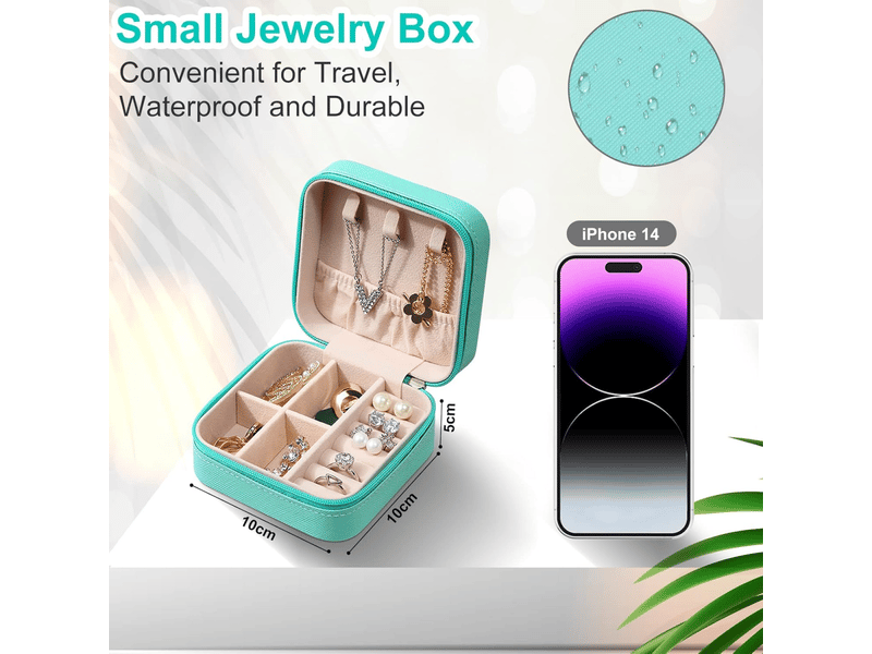  Boîte à bijoux portable, boîte de rangement, boîte d'emballage pour bagues, colliers et bracelets, boîte à bijoux, bleu  - Conforama B