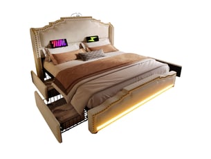 Lit avec rangement 160x200 cm <strong>HAUSS SPOLE</strong> <strong></strong> coloris beige