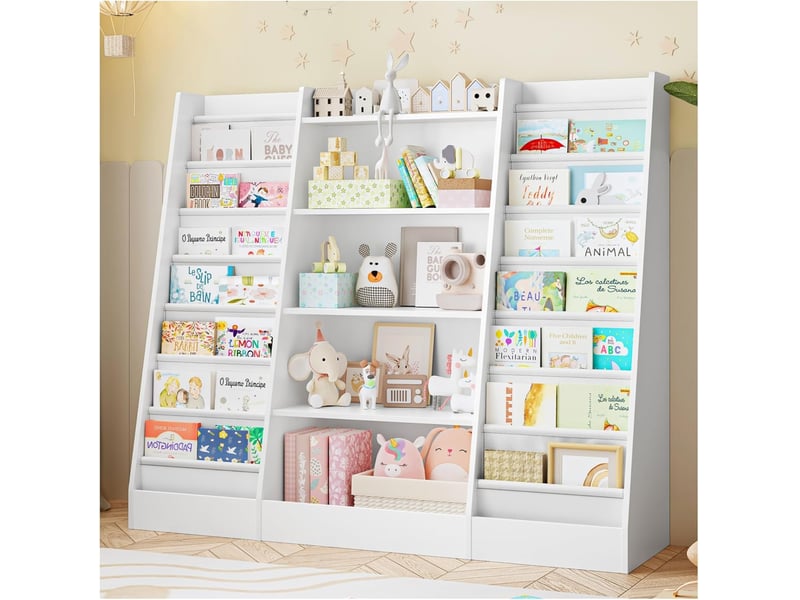  Bibliothèque enfant étagère enfant avec 14 étagères à livres blanc  - Conforama A