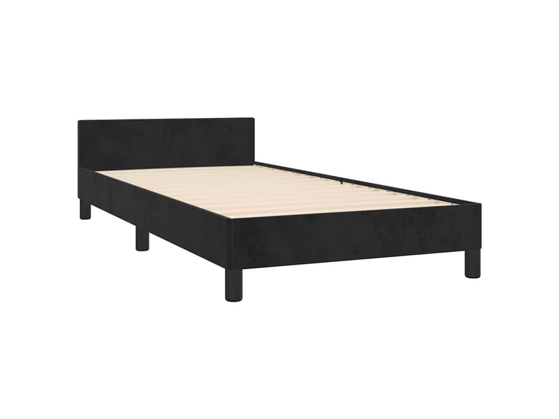  Lit simple- lit adulte -  cadre de lit sans matelas noir 80x200 cm velours  - Conforama D