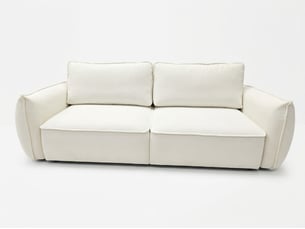 Canapé droit convertible <strong>BOBOCHIC</strong> <strong>ESMEE</strong> 3 places Tissu blanc avec coffre de rangement