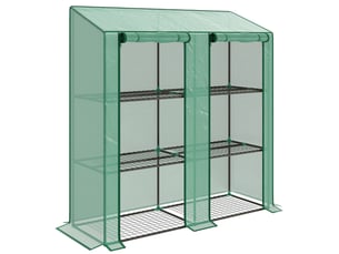 Mini-serre de jardin - 3 étages - 6 étagères en fil - bâche en plastique renforcée - 2 portes roulantes
