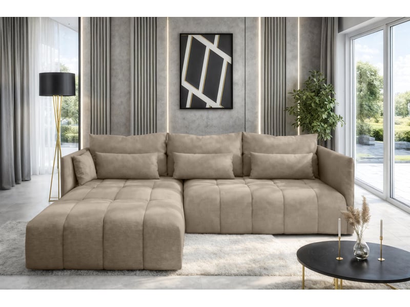 Canapé d'angle marron clair avec fonction couchage cosmova Cosmova - Conforama B