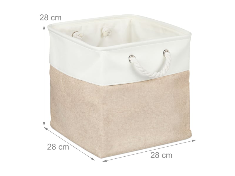  Lot de 4 paniers de rangement carrés 28 x 28 x 28 cm à 33 x 33 x 33 cm pliables modernes en lin beige 13_0017354  - Conforama A