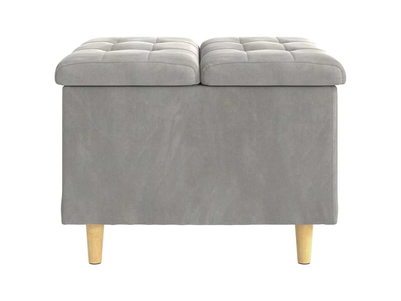  Ottoman, repose pied salon avec rangement gris clair 60x60x45 cm velours  - Conforama E