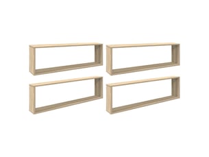 Lot de 4 étagères cube murales, armoires de rangement chêne sonoma bois d'ingénierie cf42744