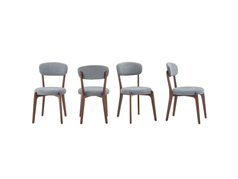  Lot de 4 chaises de salle à manger en lin avec structure en métal gris  - Conforama A