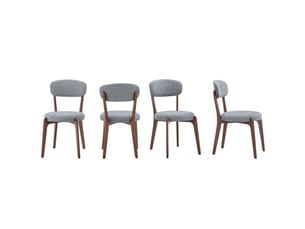 Lot de 4 chaises de salle à manger en lin avec structure en métal gris