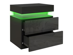 Table de chevet led 16 couleurs avec 4 modes d'éclairage et 2 tiroirs, en bois, 45 x 35 x 52 cm, noire