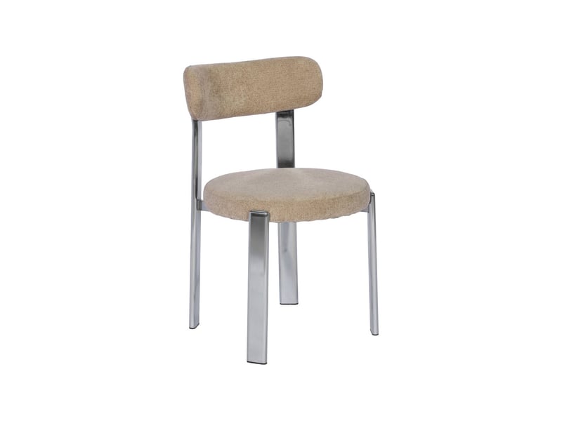  Lot de 2 chaises vintage acier chromé et tissu texturé taupe - gloria  - Conforama B