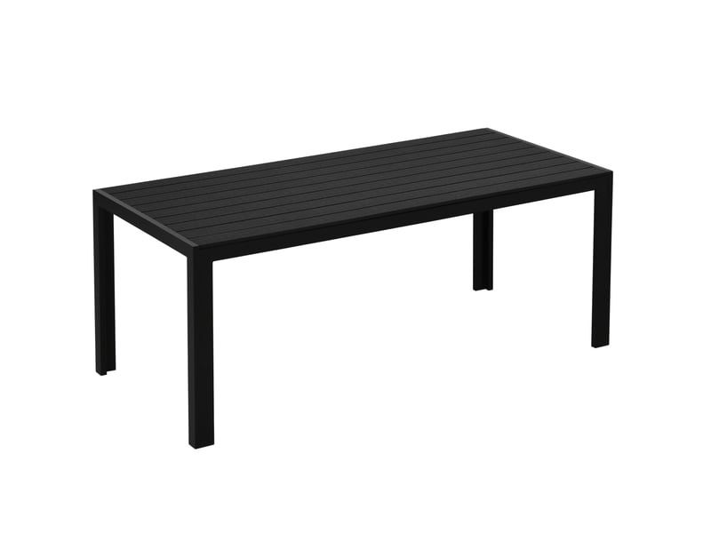  Table de jardin 190x84,5x72 cm noire, structure aluminium et plateau composite aspect bois, charge 150 kg  - Conforama A