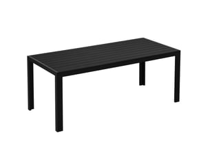 Table de jardin 190x84,5x72 cm noire, structure aluminium et plateau composite aspect bois, charge 150 kg