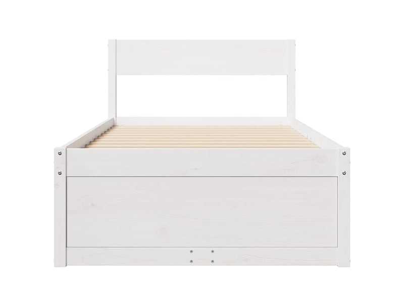  Lit simple- lit adulte -  cadre de lit sans matelas blanc 90x200 cm bois de pin massif  - Conforama C