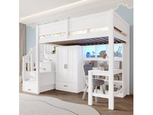 Lit avec rangement 90x200 cm <strong>MODENVIE</strong>  <strong></strong> coloris blanc