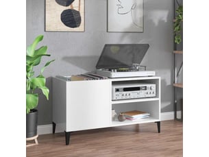 Armoire à disques, armoire de rangement blanc brillant 84,5x38x48cm bois d'ingénierie