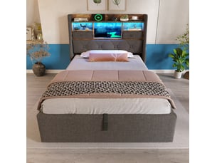 Lit coffre 90x200 cm <strong>HAUSS SPOLE</strong>  <strong></strong> coloris gris