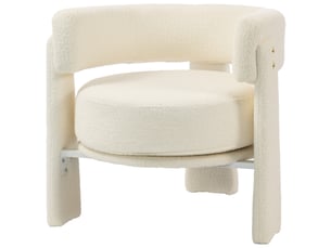 Fauteuil lounge recouvert de peau de mouton avec coussin lombaire blanc crème