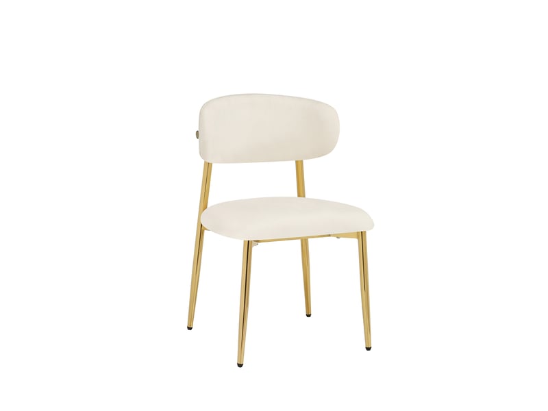  Lot de 4 chaises de salle à manger 51x50x81 cm rembourrées blanches et dorées  - Conforama E