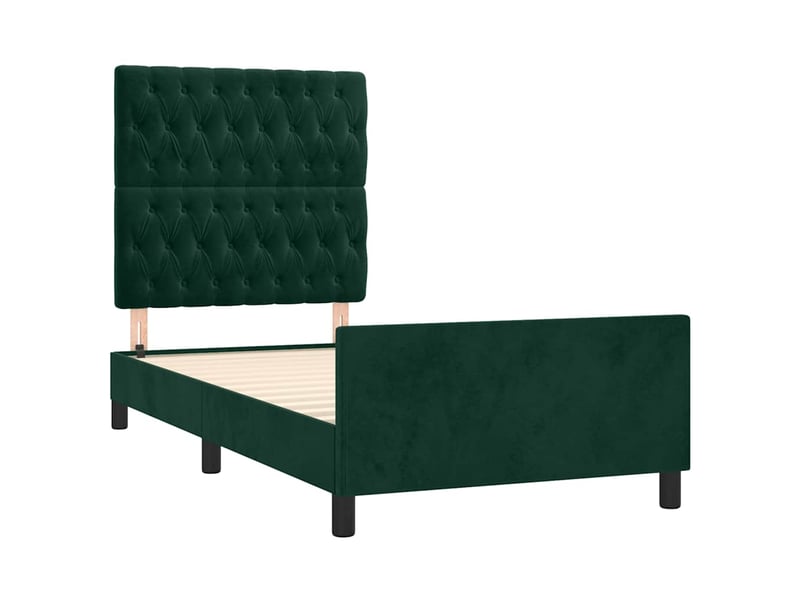  Lit simple- lit adulte -  cadre de lit sans matelas vert foncé 100x200 cm velours  - Conforama C