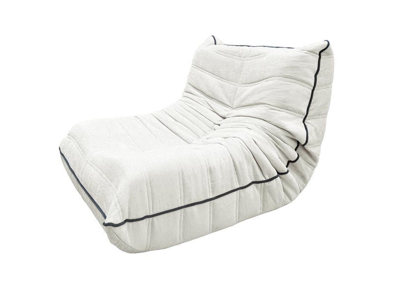 Fauteuil pouf au sol avec dossier ergonomique et garnissage résilient en tissu blanc, 70 × 96 × 64,5 cm - Conforama A