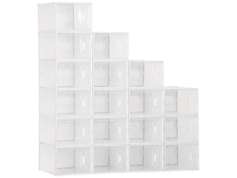  Lot de 18 boîtes à chaussures modulables en plastique avec portes 25x35x19 cm  - Conforama A