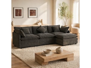 Canapé d'angle réversible fixe <strong>MODENVIE</strong> <strong></strong> 3 places Tissu Gris foncé