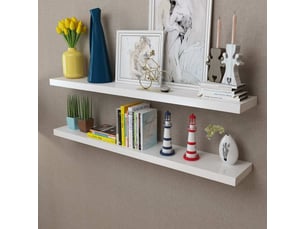 Lot de 2 étagères murales mdf blanc rangement de livresdvd cf40929