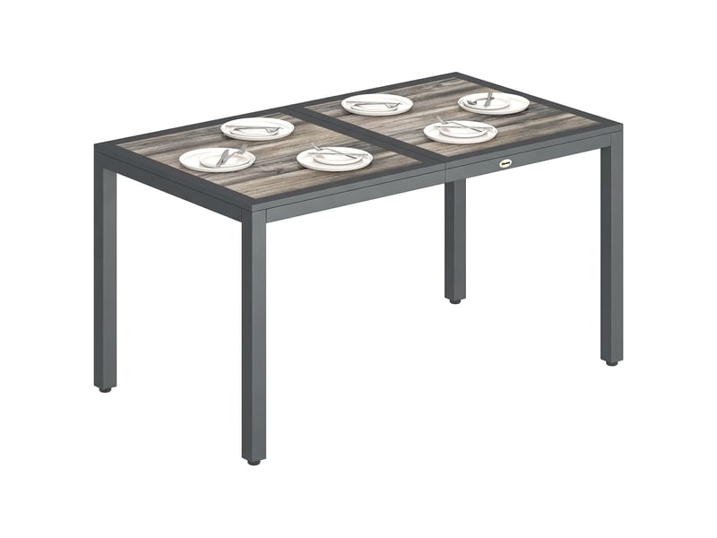 Table de jardin 4 à 6 personnes effet bois gris foncé 140 x 80 x 72 cm - Conforama A