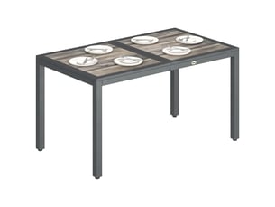Table de jardin 4 à 6 personnes effet bois gris foncé 140 x 80 x 72 cm