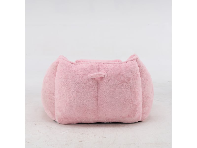  Fauteuil pouf géant 123x97x73 cm – rose – tissu peluche, coussin inclus et mousse haute densité  - Conforama D