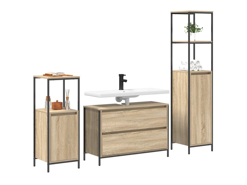  Ensemble de mobilier de salle de bain 3 pc chêne sonoma cf64365  - Conforama C