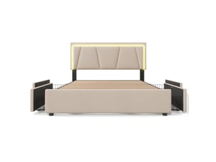 Lit avec rangement 160x200 cm RAUMIO coloris beige
