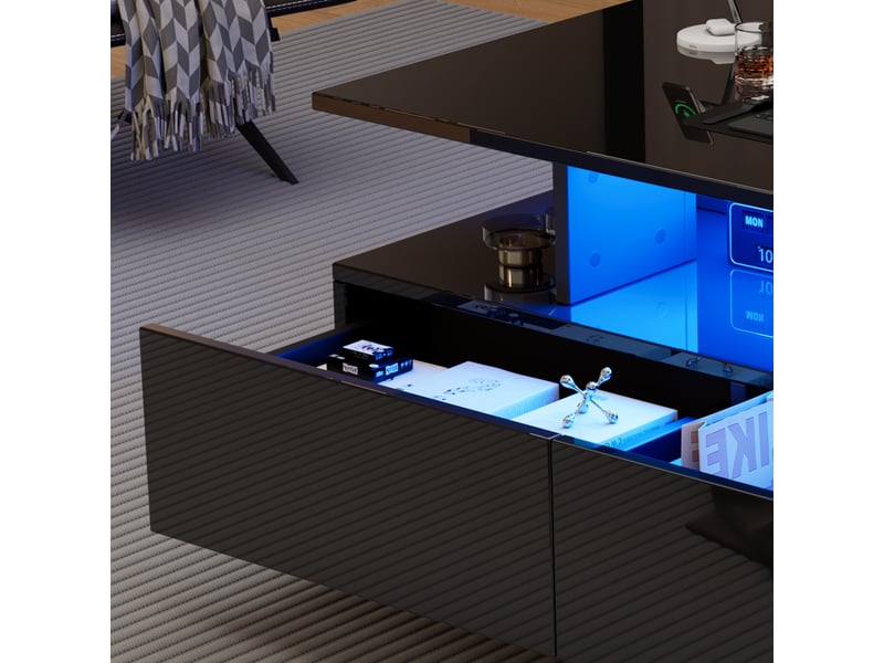 Table basse - truxen8 - moderne - éclairage led - 2 tiroirs 90x55x41cm - Conforama R