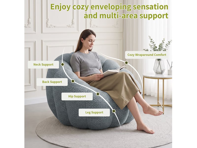  Fauteuil poire tcqpz forme fleur 112 x 105 x 74 cm mousse gris  - Conforama E