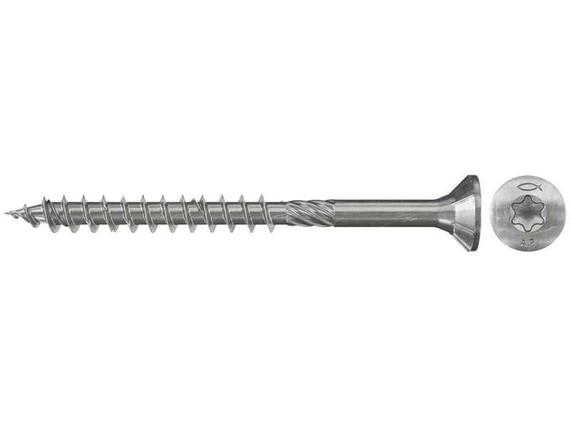 Fischer - vis à bois powerfast 5.0 x 80 tête fraisée. Empreinte tx. Inox a2. Filetage partielboite de 100  - Conforama A