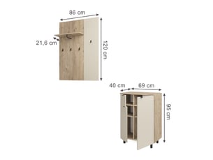 Vicco vestiaire, chênecachemire, ensemble de 2 pièces