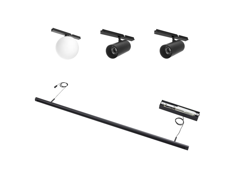 Suspension noire système magnétique 1 boule et 2 spots led 17w - lyne Lyne - Conforama E