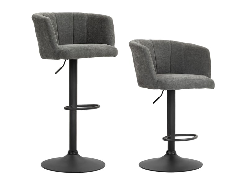  Lot de 2 tabourets de bar pivotants à hauteur réglable avec repose-pieds en polyester gris foncé  - Conforama A