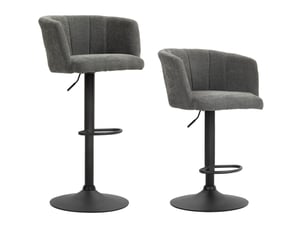 Lot de 2 tabourets de bar pivotants à hauteur réglable avec repose-pieds en polyester gris foncé