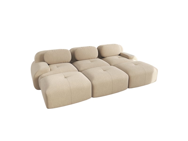 Canapé modulable, canapé 3 places, en velours tricoté, beige, sans montage, sans structure, home cinéma, pour salon - Conforama E