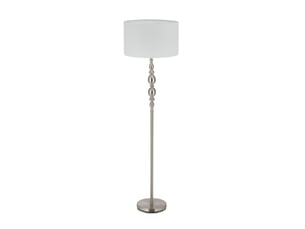Lampe sur pied moderne avec abat-jour tissu 150 x 25 x 25 cm ambiance cosy chic en métal blanc 13_0008597
