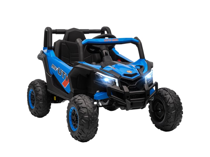  Voiture électrique 12v pour enfants, télécommande, ceinture de sécurité, klaxon, phares led, port usb, pour les 3-5 ans, bleue  - Conforama A