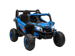 Voiture électrique 12v pour enfants, télécommande, ceinture de sécurité, klaxon, phares led, port usb, pour les 3-5 ans, bleue