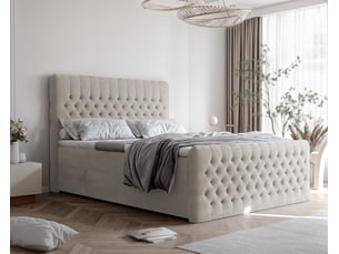 Lit coffre 200x200 cm <strong>IDOHOME</strong>  <strong>ALBA PLUS</strong> coloris blanc