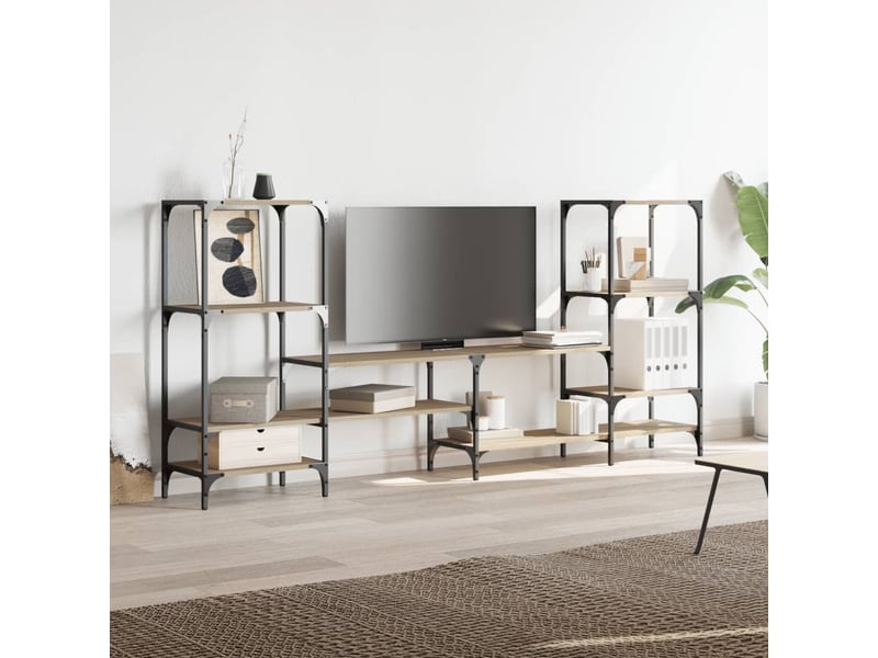  Meuble tv - banc tv - meuble de rangement chêne sonoma 206,5x28,5x95 cm bois d'ingénierie  - Conforama D