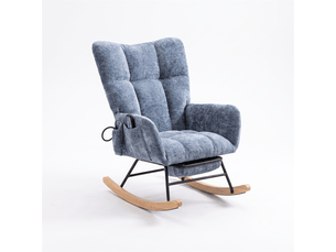 Fauteuil à bascule - 63 x 92 x 89 cm - fauteuil relax glider en chenille avec soutien lombaire gonflable - bleu