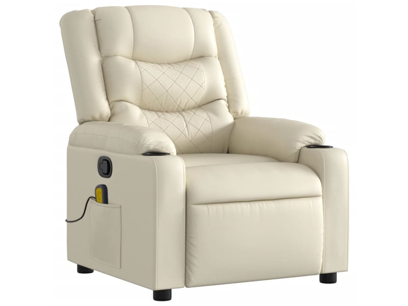 Fauteuil de massage inclinable, fauteuil relax crème similicuir shl55601 - Conforama C